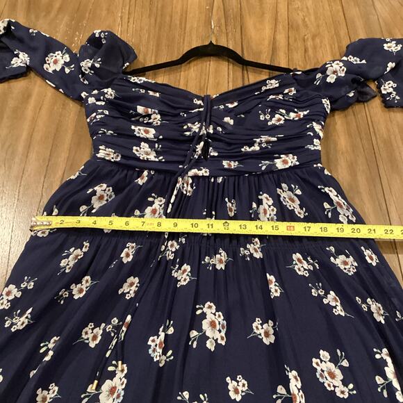 Self Portrait Pansy Floral Print Pleated Cut out Midi maxi Dress size 10 - Picture 8 of 11